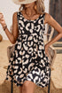 Black Leopard Print U Neck Sleeveless High Waist Dress